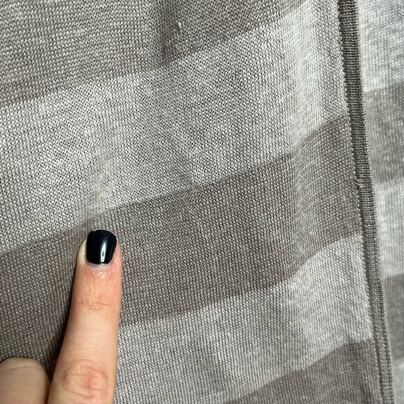 Garnet Hill Women's Linen Duster Long Cardigan Size Small Gray Beige Striped - Picture 10 of 10